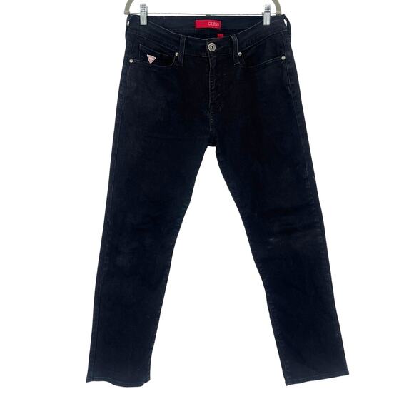 Guess Lincoln Slim Straight Mens Jeans Sz 33x30 Y2K Street Minimalist Black Wash - Picture 1 of 10